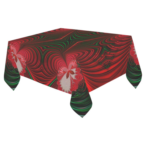 Fractal: Red & Green Christmas Butterfly Cotton Linen Tablecloth 52"x 70"