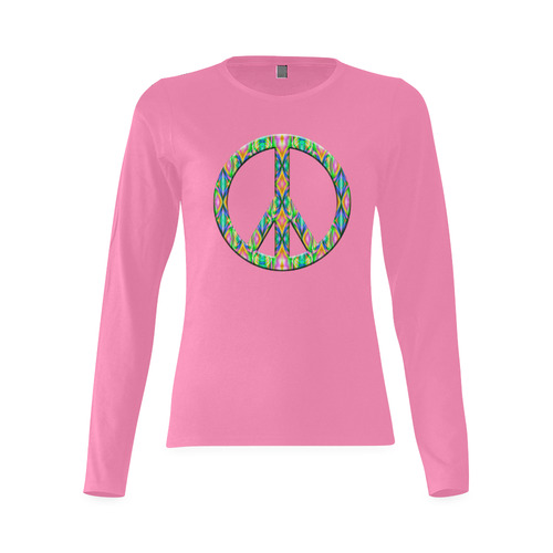 Groovy Psychedelic Peace Sign Sunny Women's T-shirt (long-sleeve) (Model T07)