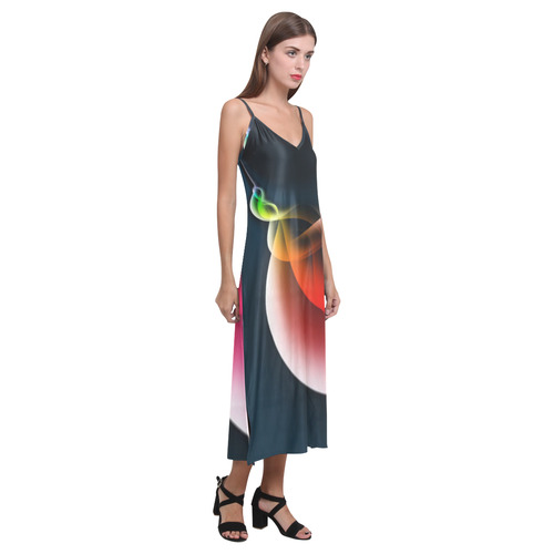 color smoke by Nico Bielow V-Neck Open Fork Long Dress(Model D18)