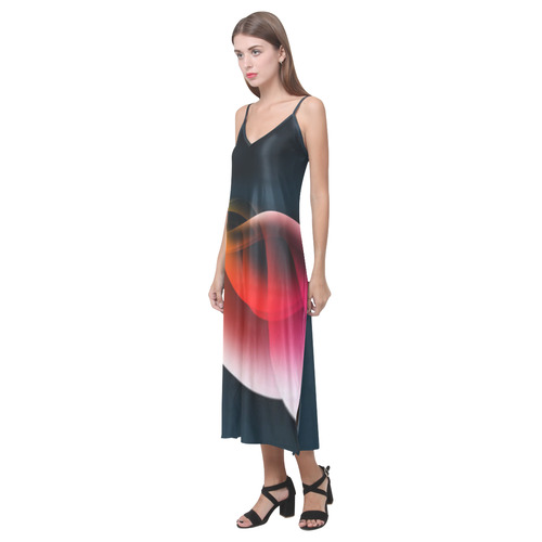 color smoke by Nico Bielow V-Neck Open Fork Long Dress(Model D18)
