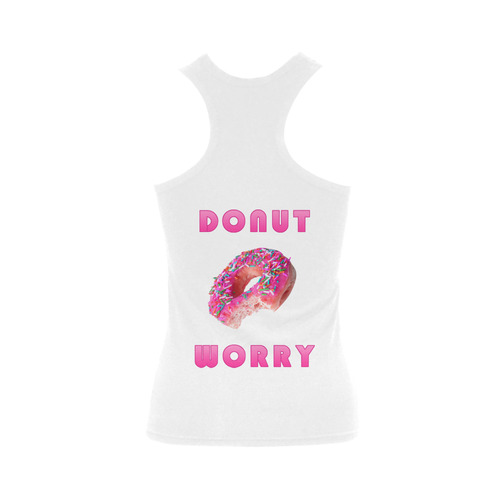 Funny Pink Donut - Don't Worry Women's Shoulder-Free Tank Top (Model T35)