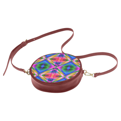 Groovy Psychedelic Diamonds (Pinks and Blues) Round Sling Bag (Model 1647)