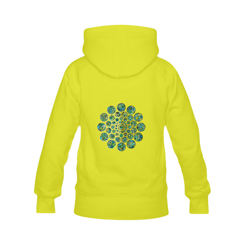 Flower Power CIRCLE Dots in Dots cyan yellow black Men's Classic Hoodies (Model H10)