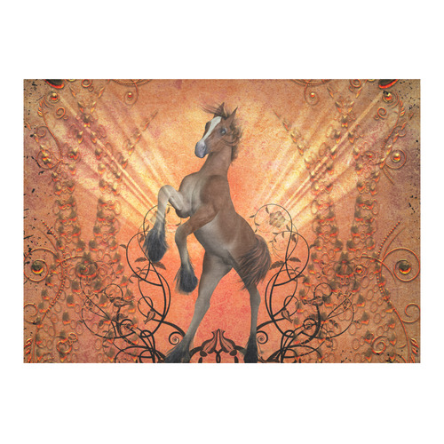 Awesome, cute foal with floral elements Cotton Linen Tablecloth 60"x 84"