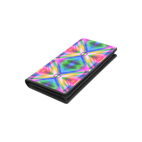 Groovy Psychedelic Diamonds (Pinks and Blues) Women's Leather Wallet (Model 1611)