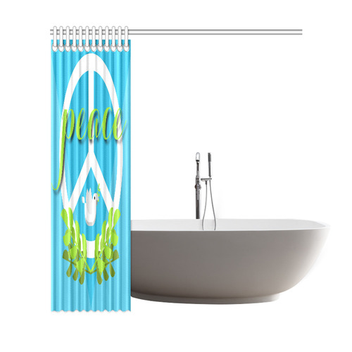 Peace Sign White Dove Olive Branch Shower Curtain 69"x72"