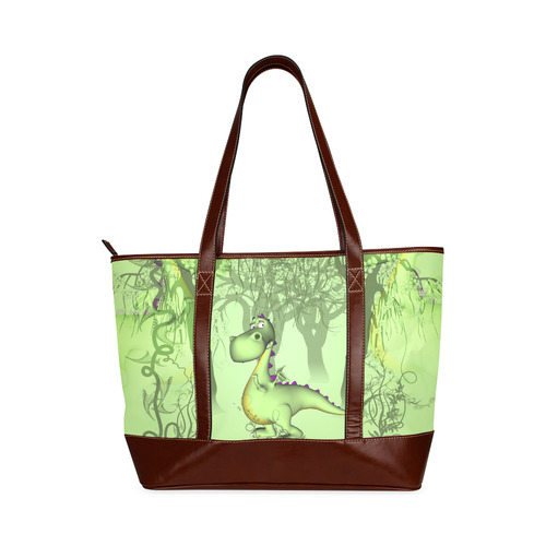 Cute little cartoon dragon in green Tote Handbag (Model 1642)