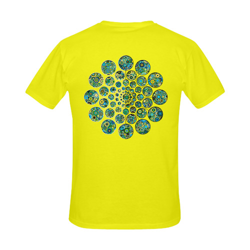 Flower Power CIRCLE Dots in Dots cyan yellow black Men's Slim Fit T-shirt (Model T13)