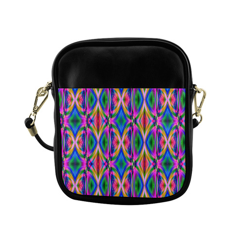 Groovy Psychedelic Pink/Blue Abstract Sling Bag (Model 1627)