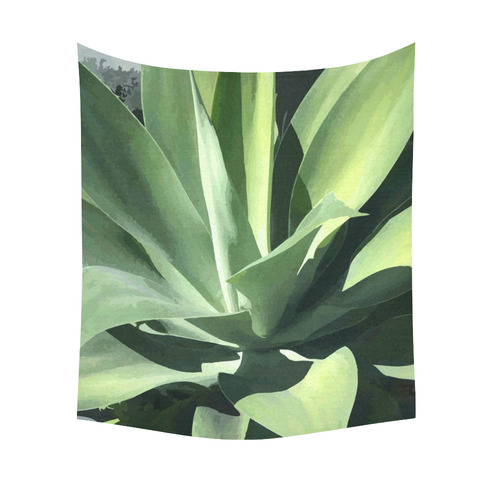 Green Succulent Desert Nature Art Cotton Linen Wall Tapestry 51"x 60"