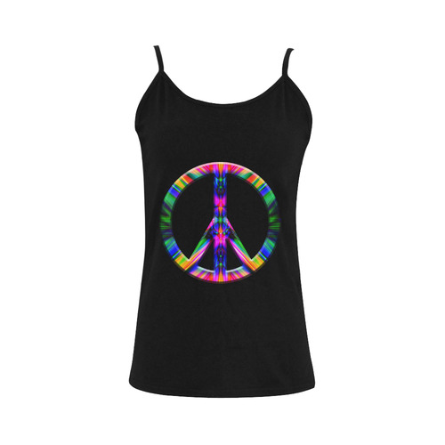 Groovy Psychedelic Peace Sign Women's Spaghetti Top (USA Size) (Model T34)