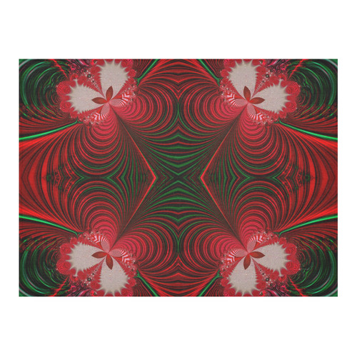 Fractal: Red & Green Christmas Butterfly Cotton Linen Tablecloth 52"x 70"
