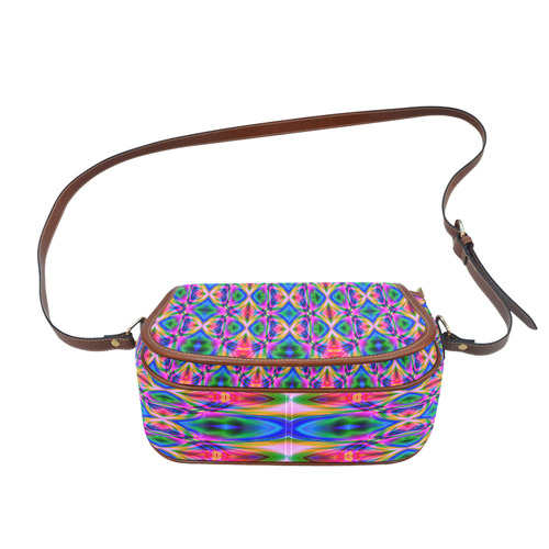 Groovy Psychedelic Pink/Blue Abstract Saddle Bag/Small (Model 1649) Full Customization