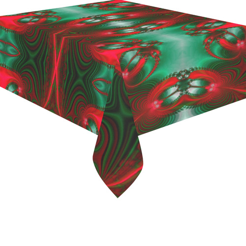 Fractal: Red & Green Christmas Presents Cotton Linen Tablecloth 52"x 70"