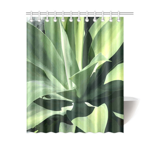 Green Succulent Desert Nature Art Shower Curtain 60"x72"