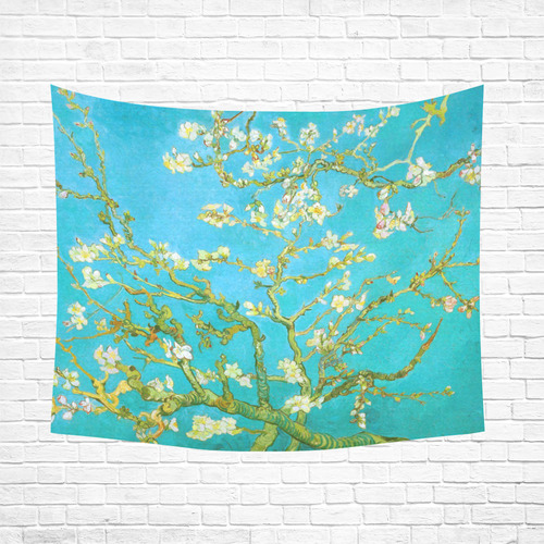 Van Gogh Blossoming Almond Tree Floral Art Cotton Linen Wall Tapestry 60"x 51"