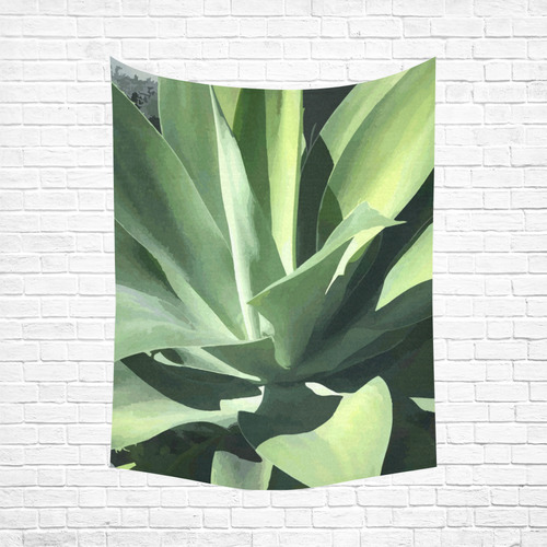 Green Succulent Desert Nature Art Cotton Linen Wall Tapestry 60"x 80"