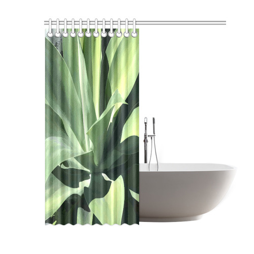 Green Succulent Desert Nature Art Shower Curtain 60"x72"