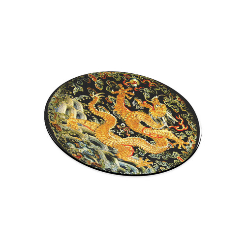Golden Dragon antique Chinese embroidery picture Round Mousepad