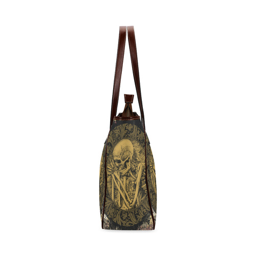 The skeleton in a round button with flowers Classic Tote Bag (Model 1644)