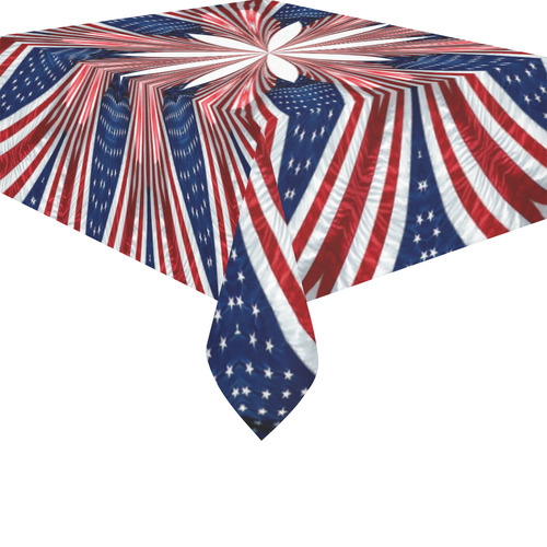 PATRIOTIC: United States Flag Mandala 1 Cotton Linen Tablecloth 52"x 70"