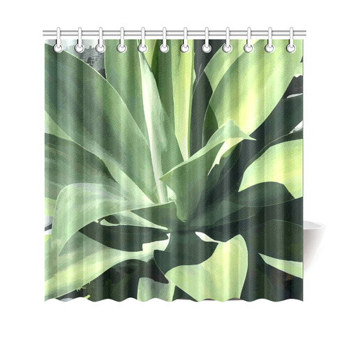 Green Succulent Desert Nature Art Shower Curtain 69"x70"