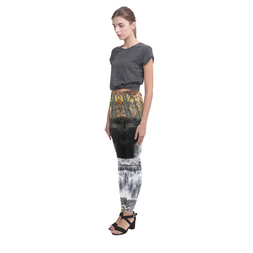 Dark Rock Pixel Waterfall Cassandra Women's Leggings (Model L01)