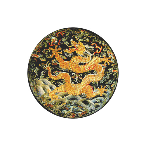 Golden Dragon antique Chinese embroidery picture Round Mousepad