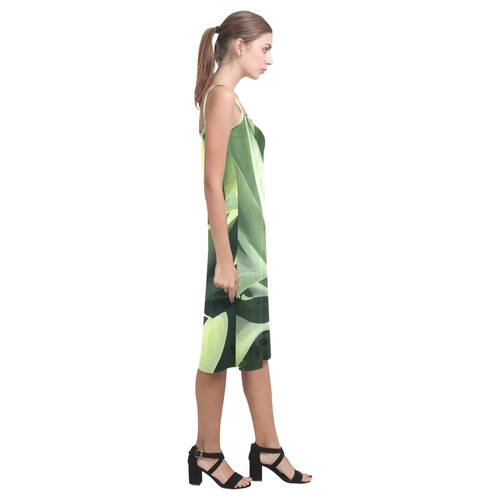 Green Succulent Desert Nature Art Alcestis Slip Dress (Model D05)