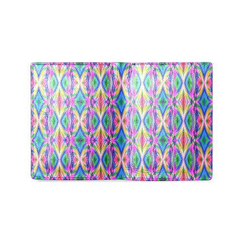 Groovy Psychedelic Pink/Blue Abstract Men's Leather Wallet (Model 1612)