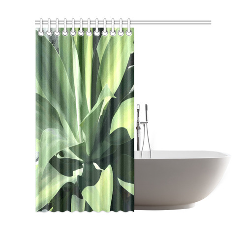 Green Succulent Desert Nature Art Shower Curtain 69"x70"