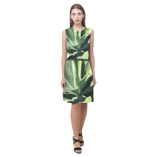 Green Succulent Desert Nature Art Eos Women's Sleeveless Dress (Model D01)