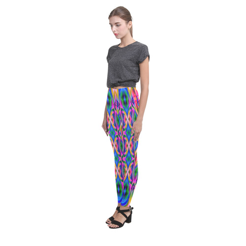 Groovy Psychedelic Pink/Blue Abstract Cassandra Women's Leggings (Model L01)