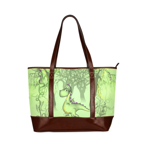 Cute little cartoon dragon in green Tote Handbag (Model 1642)