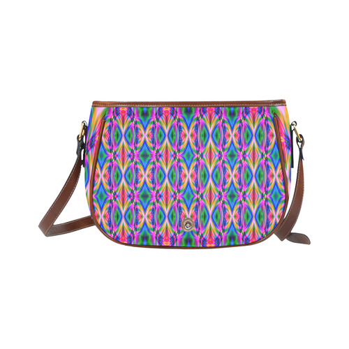 Groovy Psychedelic Pink/Blue Abstract Saddle Bag/Small (Model 1649) Full Customization