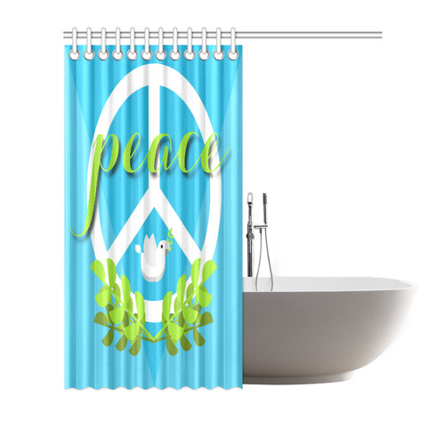 Peace Sign White Dove Olive Branch Shower Curtain 72"x72"