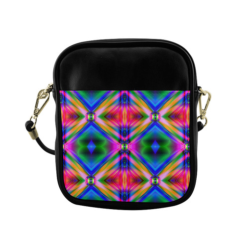 Groovy Psychedelic Diamonds (Pinks and Blues) Sling Bag (Model 1627)