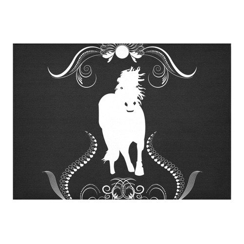 Horse in black and white Cotton Linen Tablecloth 60"x 84"