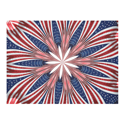 PATRIOTIC: United States Flag Mandala 1 Cotton Linen Tablecloth 52"x 70"
