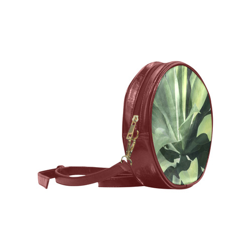 Green Succulent Desert Nature Art Round Sling Bag (Model 1647)