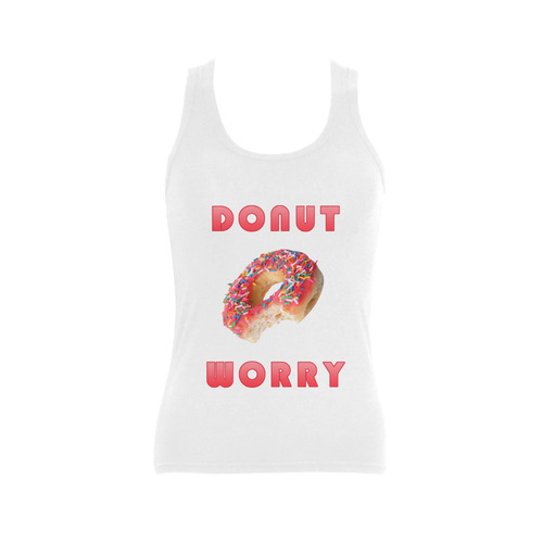 Funny Red Donut - Don't Worry Women's Shoulder-Free Tank Top (Model T35)