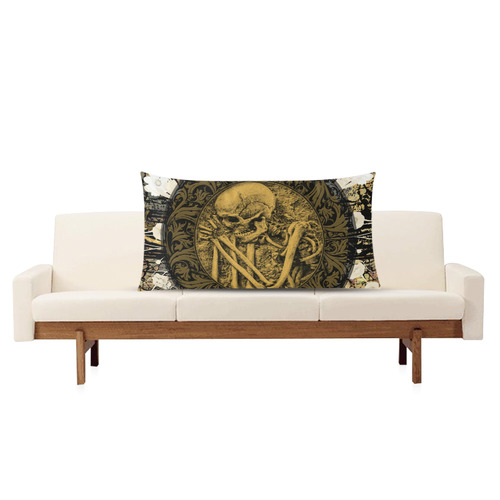 The skeleton in a round button with flowers Rectangle Pillow Case 20"x36"(Twin Sides)