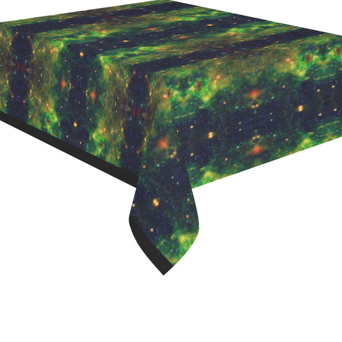 NASA: Green Orange & Blue Stars Abstract Cotton Linen Tablecloth 52"x 70"