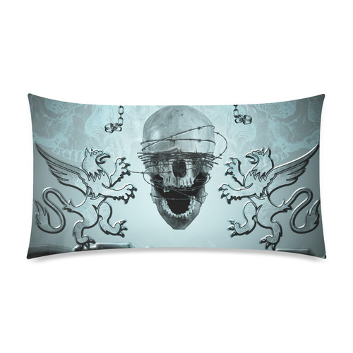 Scary skull with lion Rectangle Pillow Case 20"x36"(Twin Sides)
