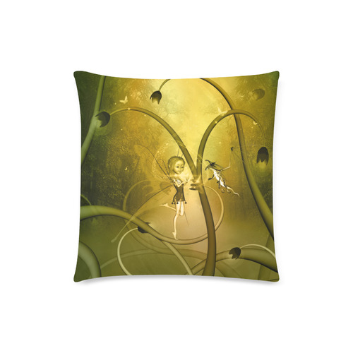 The dragon and the cute fairy, fantasy wood Custom Zippered Pillow Case 18"x18"(Twin Sides)
