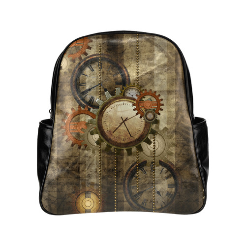 Steampunk, wonderful noble desig, clocks and gears Multi-Pockets Backpack (Model 1636)