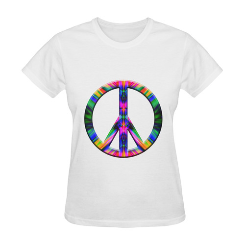 Groovy Psychedelic Peace Sign Sunny Women's T-shirt (Model T05)
