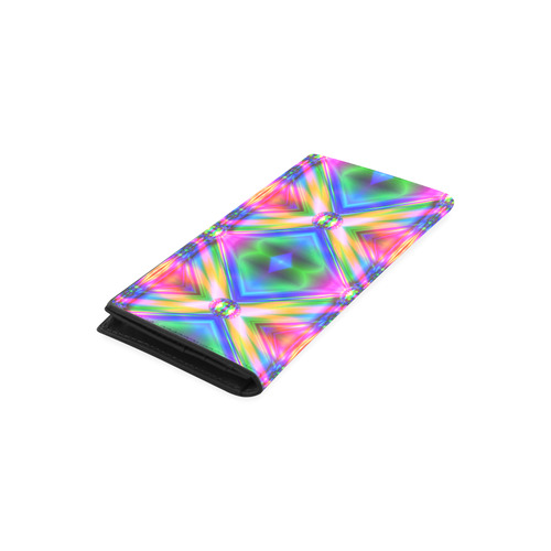 Groovy Psychedelic Diamonds (Pinks and Blues) Women's Leather Wallet (Model 1611)