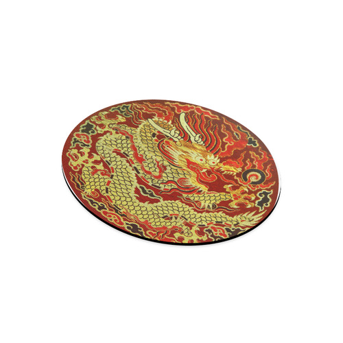 Fire Dragon antique Chinese embroidery picture Round Mousepad
