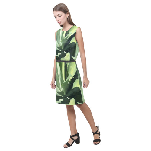 Green Succulent Desert Nature Art Eos Women's Sleeveless Dress (Model D01)